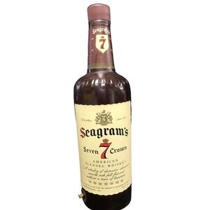 VTG Seagrams 7 Plastic Inflatable Display Bottle 28" Tall Man Cave Bar Blow Up